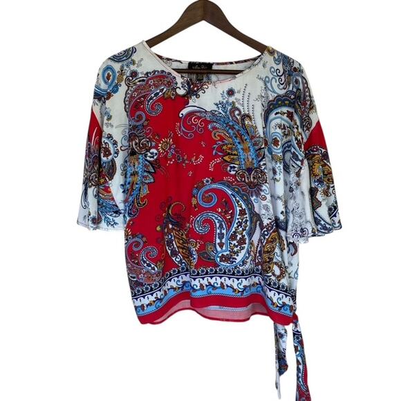 Melissa Paige Tops - Melissa Paige Red, White and Blue Paisley Blouse - XL